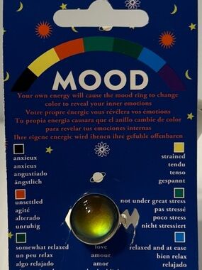 Mood Ring Color Shift- Blue, Green, yellow, black, red, according to your moods.